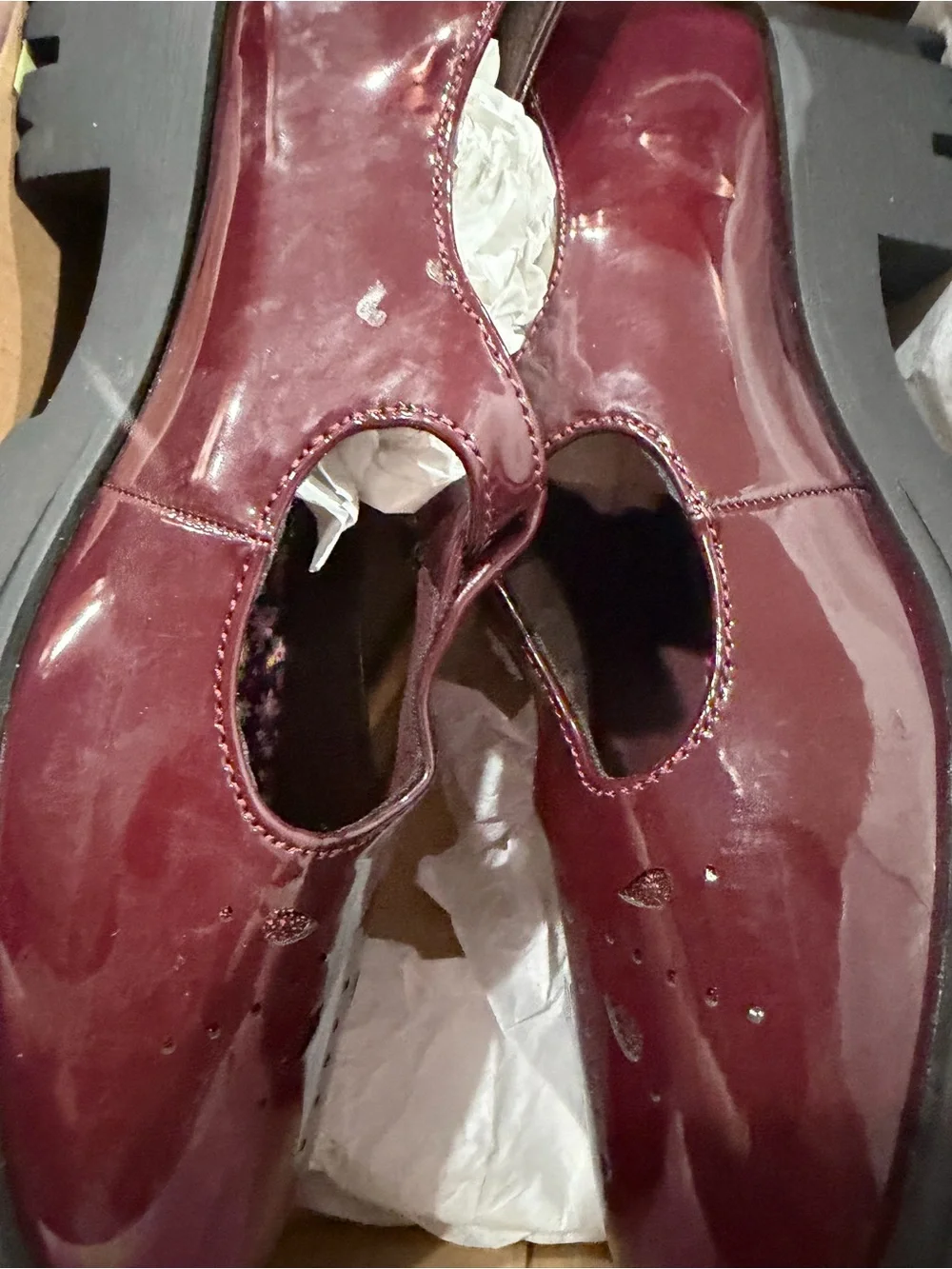 Jellypop Girls Burgundy Patent T-Strap Dress Shoes